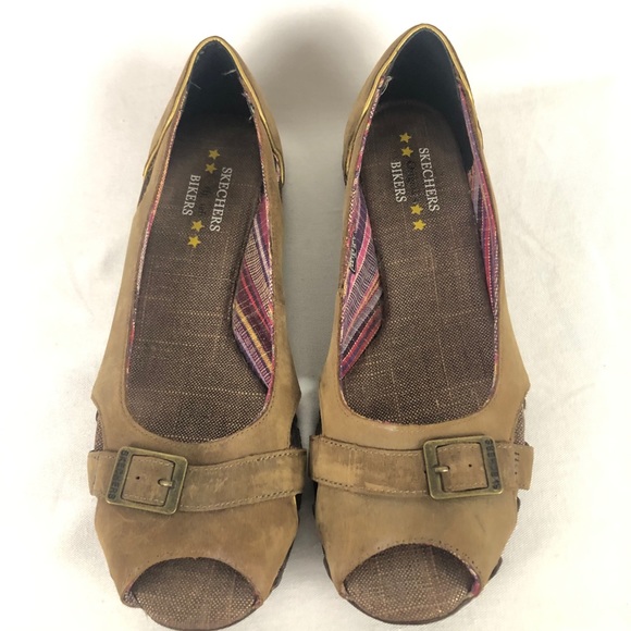 Skechers Shoes - Skechers Bikers Peep Toe Flat Sz 9.5